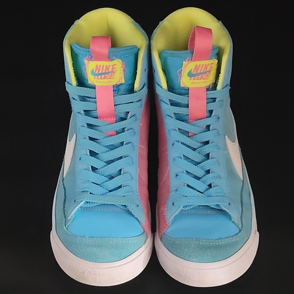 Nike Blazer Mid 77 GS 'Dance Baltic Blue Volt Pink' Youth Size 5 DQ6084-400 Used - Picture 10 of 12